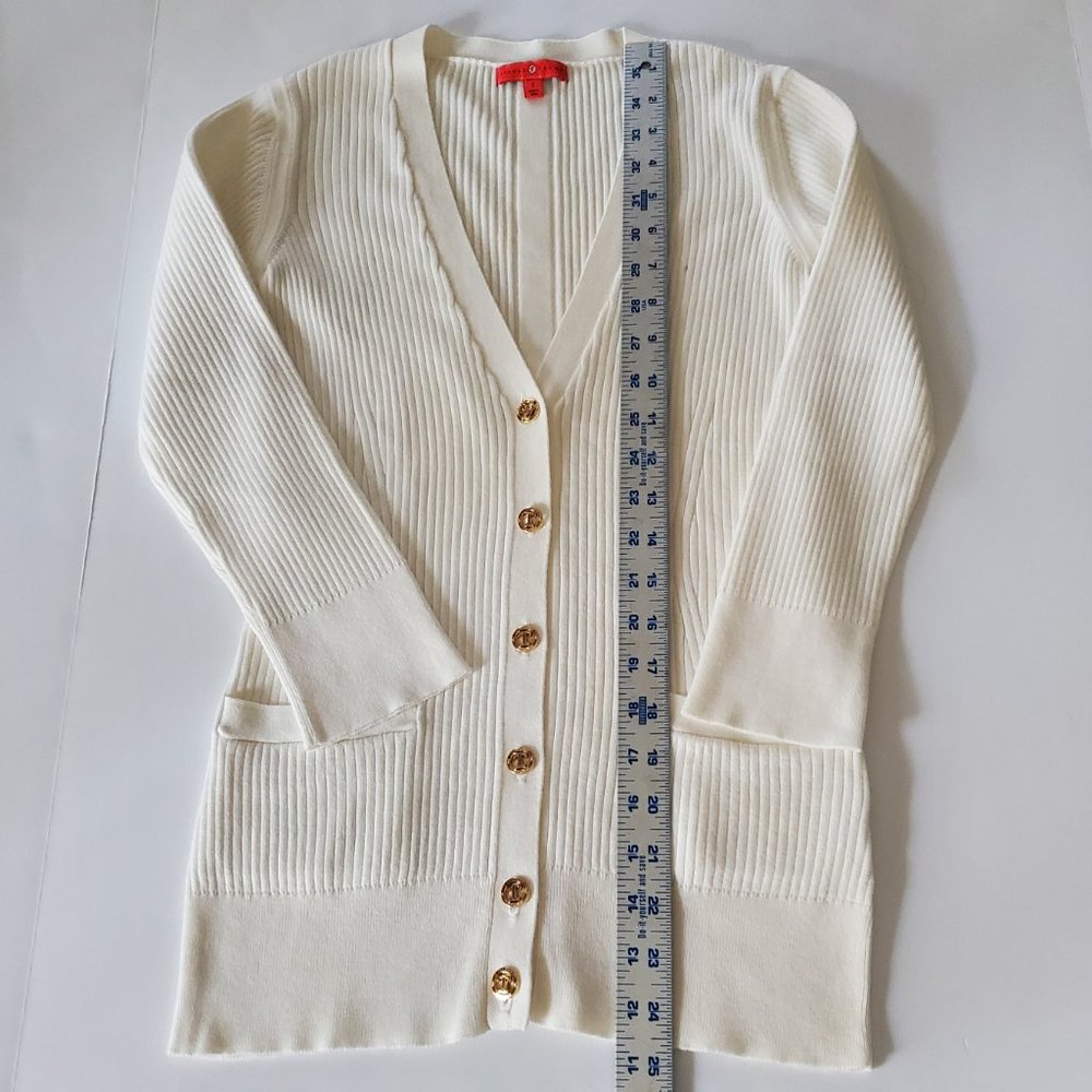 Spring Sweater - Ivanka Trump Women White Knit Slim Fit Cardigan Size Small - Picture 7 of 9